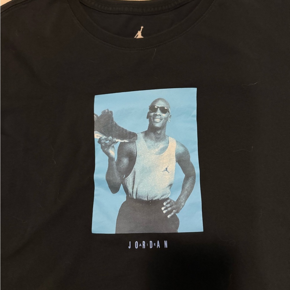 Jordan Black Tee with Blue Photo Graphic
